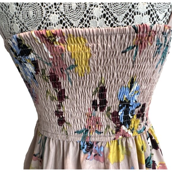 band of The Free Maxi Dress Bustier Smocked Back Mauve Blush pink Size M fairy - Picture 9 of 13